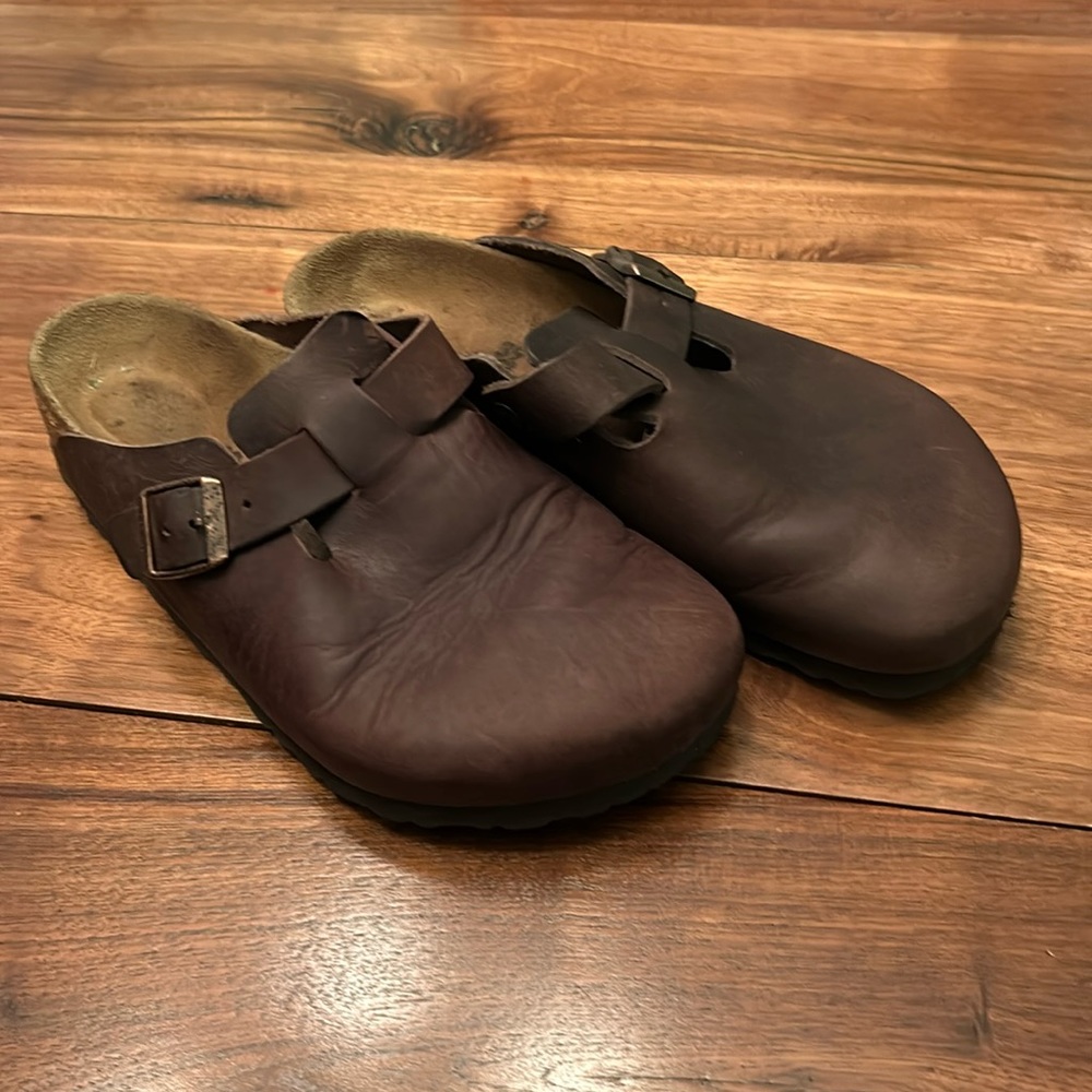 Birkenstock Brown Leather Clogs - 39